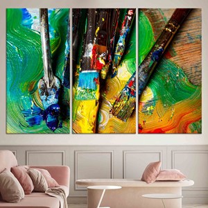 Impresión en Lienzo con Pinceladas Vibrantes: Obra de Arte Abstracta Contemporánea, JUEGO DE 3 LIENZOS - Product Image 1