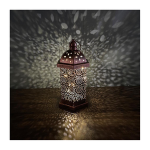 Moroccan Style <b>Vintage</b> Metal Lantern Candle Holder Embossed <b>Glass</b> Lantern for Indoor Outdoor Decoration for Wholesale - Product Image 3