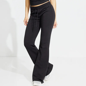 Suministro OEM, pantalones de chándal para mujer, pierna ancha, de algodón 100% Material, transpirable, logotipo personalizado, estampado, teñido liso, OEM - Product Image 4