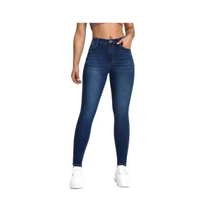 Pantalones vaqueros ajustados con diseño de marca personalizado para mujer, pantalones vaqueros transpirables de cintura media, novedades informales de verano, precio al por mayor - Product Image 1