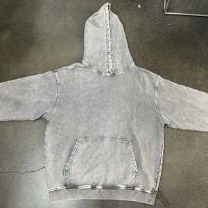 Sudadera con Capucha de Alta Calidad para Hombre, 500 Gsm, Algodón Lavado con Ácido, Bordada, Ecológica, Estilo Holgado, Hombros Caídos, Efecto Desgastado por el Sol - Product Image 1