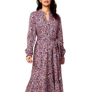 New Arrivals Women Fashion Elegance Casual Digital Printed Long Balloon Sleeves Ankle Length <b>Dress</b> With <b>Belt</b> - Product Image 1