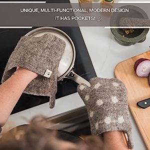 Gants de cuisine en <span class=keywords><strong>feutre</strong></span> de laine résistants à la chaleur, non toxiques et sans produits chimiques, pour la cuisson et la grillade - Product Image 1