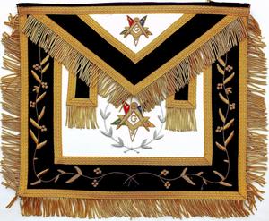 Tablier maçonnique léger en cuir d'agneau brodé à la main, personnalisé en gros, pour l'Ordre de l'Étoile de l'Orient (OES), Régalia maçonnique - Product Image 5