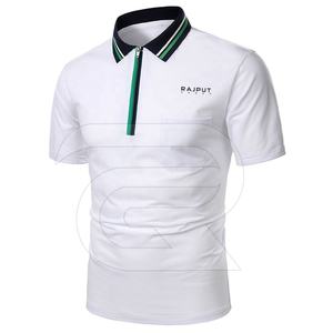 T-shirts de polo de golf vierges pour hommes 100% coton avec logo brodé polos décontractés à manches courtes unies - Product Image 2