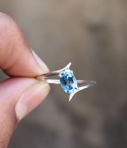 Rawgemstoneblue 925ตั้งค่ากรอบบุษราคัมเงินสเตอร์ลิงหรูหราหมั้นหมายวันครบรอบปาร์ตี้งานแต่งงานแหวนของขวัญ-จำนวนมาก - Product Image 3