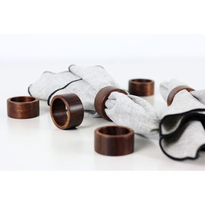 Juego de 6 servilleteros de madera para decoración de mesa, servilletero de madera hecho a mano para bodas y cenas festivas a la venta - Product Image 1