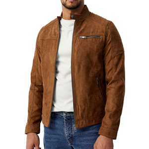 Veste en cuir pour hommes Veste en cuir d'agneau véritable marron Biker Moto dernières vestes en cuir pur pour hommes personnalisés - Product Image 2