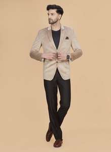 High on Demand Beige <b>Mens</b> Casual <b>Velvet</b> <b>Blazer</b> Classic Design <b>For</b> Professional And Daily Use Available At Wholesale Price - Product Image 2