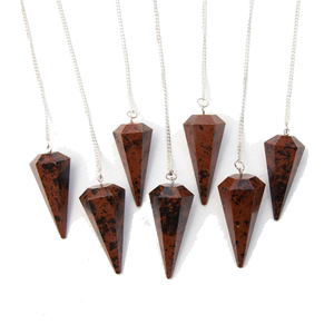 Péndulo de obsidiana de caoba de alta calidad, de cristal Natural piedra preciosa, cono facetado, Péndulo de radiestesia para péndulos curativos de Reiki, venta - Product Image 5