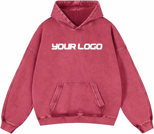 100% coton hommes sweats à capuche surdimensionnés et sweats épais polaire poids lourd Logo d'impression personnalisé sur le col à capuche avant - Product Image 4