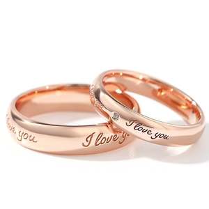 เจลิยา "ฉันรักคุณ" แหวนคู่หมั้นเงินสเตอร์ลิงเคลือบทองคำสีกุหลาบ - Product Image 1