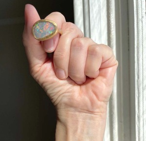 Best Price Ethiopian Opal Cabochon Gem <b>Silver</b> Prong <b>Set</b> <b>Ring</b> 8x10mm Stone Oval Shape Thin Band <b>Ring</b> Jewelry for Happy New Year - Product Image 3