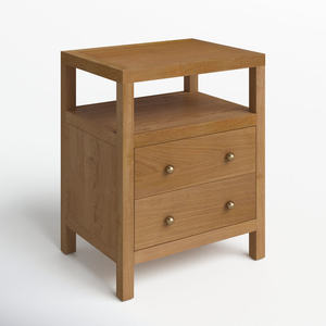 Table de chevet en bois de teck durable et très solide avec étagère de rangement à tiroir ouvert - Product Image 1