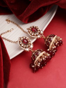 Pendientes Kundan Jhumki, nupcial Kundan Jhumki, diseñador Kundan Jhumki, Meenakari Kundan Jhumki, tradicional Kundan Jhumki, regalo. - Product Image 2
