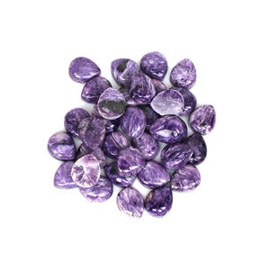 5ชิ้นธรรมชาติ CHAROITE 12X10MM ลูกแพร์ CABOCHON 23.45CTS พลอยหลวม - Product Image 6