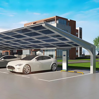Structure de carport solaire photovoltaïque étanche pour parking de voitures, système de fixation galvanisé à chaud, garantie 25 ans JCHX