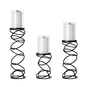 Ensemble de 3 bougeoirs en fil métallique noir mat - Product Image 1