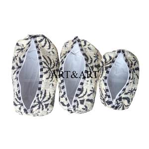 3-Piece 100% Cotton Zipper <b>Pouch</b> Set Quilted Thread for Bag Women Multipurpose Cosmetic Accessory Bag Bridal Gift Large - Product Image 4