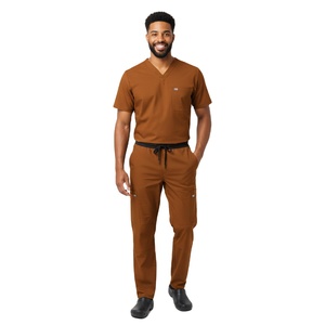 Ensemble de blouses d'infirmière pour hommes, pantalon à taille élastique, haut à manches courtes, uniforme médical durable et confortable, vêtements de travail pour hôpital, vente en gros - Product Image 3