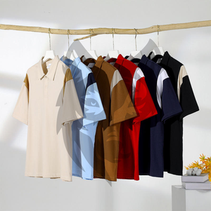 Venta al por mayor de los hombres Retro Casual estilo deportivo Polo Nuevo estilo 250g Peso pesado puro 100% algodón doble hilo Color Camisetas - Product Image 5