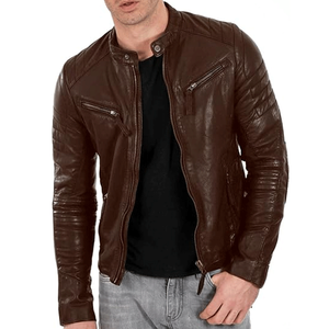 Veste de moto en cuir marron de qualité supérieure pour homme, aventure et tourisme, veste de moto pour homme - Product Image 1