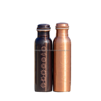 Bouteille d'eau en cuivre pur 7 Chakras gravée, anti-corrosion, compatible eau bouillante, 1000 ml, isolation thermique, écologique, personnalisable