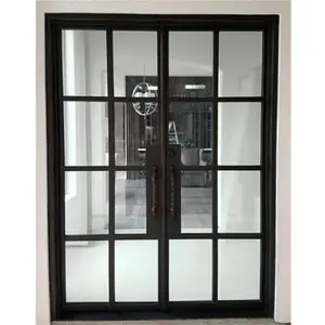 Los mejores diseños revisados Puertas y ventanas dobles de hierro interior con vidrio personalizable decorativo Gill