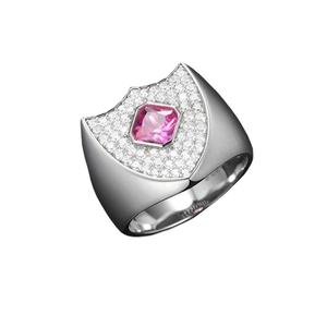 Bague de bouclier de pierres précieuses roses de luxe Bijoux de déclaration en argent sterling glacé Design audacieux et tendance Parfait pour l'achat en gros - Product Image 1