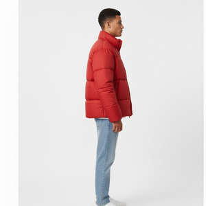 <b>Men</b> Streetwear <b>Canvas</b> Puffer <b>Jacket</b> Winter Warm Lightweight Quilted Hooded Breathable Outerwear Comfortable Windproof Front - Product Image 6
