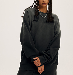 100% good quality EM Hiphop <b>Thick</b> Collar Organic Cotton Crewneck Sweatshirt Men Custom Made High Quality premium quality Hoodies - Product Image 5