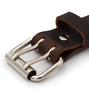 Ceinture pour homme en cuir véritable de haute qualité |   Boucle en acier en cuir de vachette de qualité supérieure |   Ceinture décontractée respirante et imperméable avec logo personnalisé - Product Image 4