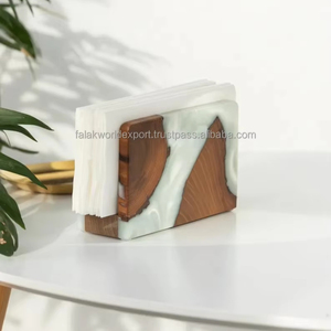 Servilletero de Madera Natural con Resina Epoxi Azul para Comedor, Cocina, Caja de Pañuelos de Resina y Madera de Falak World Export - Product Image 4