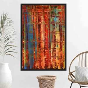 Toile imprimée sur verre trempé abstrait et coloré : Art moderne pour la décoration de la maison, TOILE ENCADRÉE NOIRE - Product Image 1