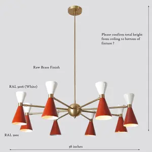 Large 8-Arm <b>Sputnik</b> Indoor <b>Chandelier</b> Lighting - Product Image 3