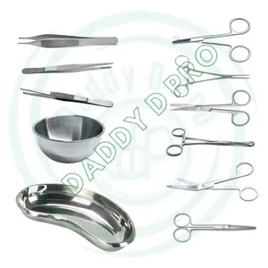 Popular Trend Dressing and Stitching Instrument Sets of 11 Pcs Stainless Steel Wound Dressing Instruments By Daddy D Pro