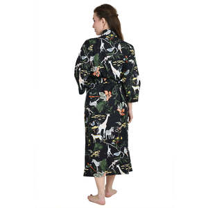 Pure Cotton Handblock Kimono Floral Boho Bath Robe <b>Spring</b> Summer Fashion <b>Cardigan</b> Jungle Print Beach Cover up Swimsuit Cover Ups - Product Image 2