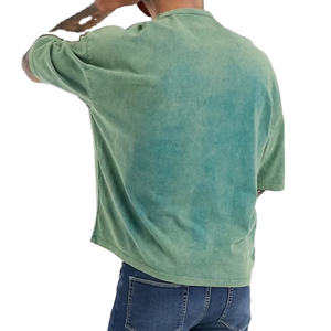 <b>Acid</b> Wash T-Shirt for Men 100% Cotton High Quality Breathable Summer Style with <b>Drop</b> Shoulder - Product Image 4