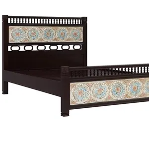 印度设计柔软织物木质特大卧室床酒店特大木质新造型床特大床酒店大床房