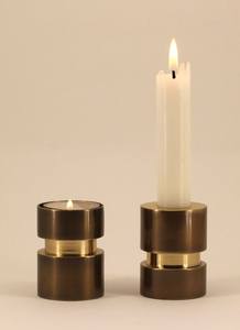 Juego de portavelas de latón minimalista, negro candelabro cónico, base de lámpara de metal dorado, decoración de mesa de fiesta de boda moderna con estilo - Product Image 2