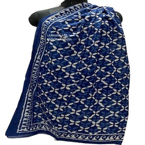 New Season Summer Hand Block Printed Cotton Pareo <b>Sarongs</b> Indigo Prints Beach Scarves - Product Image 3