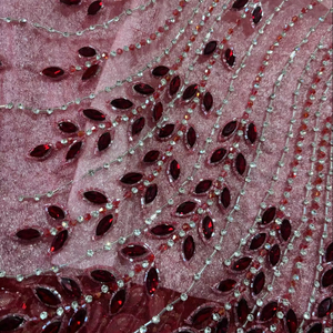 Meilleur prix 100% Polyester tissu perlé de luxe avec Zircon fait à la main fournisseur indien vêtements faisant tissé et motif de maille - Product Image 1