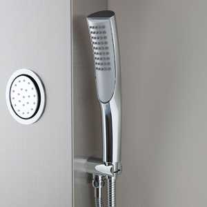 Panneau de douche hydromassant chromé avec pommeau de douche pluie pour articles de bain et toilettes - Product Image 5