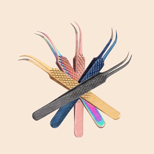 Outils de maquillage professionnels, pinces à cils en acier inoxydable, couleur arc-en-ciel, semi-courbées, nouveau design, pinces à cils - Product Image 6