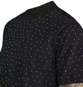 <b>Men's</b> Heavyweight Custom Rhinestone <b>Cropped</b> Double Layer T-Shirts 100% Cotton Boxy Fit Breathable Blank Plain T-Shirts <b>for</b> <b>Men's</b> - Product Image 3