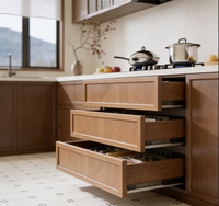 Armoire de cuisine avec appareils intégrés, armoires de cuisine en bois sur mesure avec four et espace réfrigérateur pour la cuisine à domicile