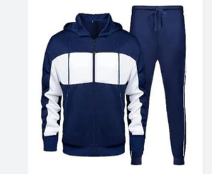 เซ็ตกางเกงฮู้ดแขนยาวสำหรับผู้ชายเสื้อกีฬาลำลองสีเข้ากัน - Product Image 4