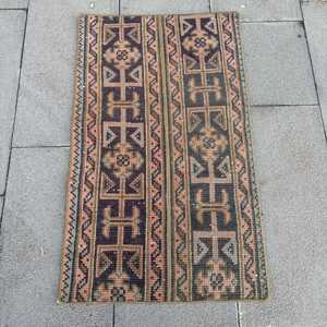 1.7x2.8 ft Small Turkish Vintage Rug, <b>Brown</b> Floral <b>Wool</b> Rug - Product Image 1