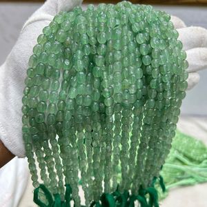 ลูกปัดทรงรีทำด้วยมือควอตซ์สตรอเบอร์รี่สีรัสเซีย6x8-7x10m เส้นใย16นิ้วสตรอเบอร์รี่สีเขียวธรรมชาติ - Product Image 5