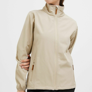 Chaqueta Softshell negra básica de longitud completa para mujer, precio de fábrica, chaquetas al aire libre para correr a prueba de viento de manga larga - Product Image 1
